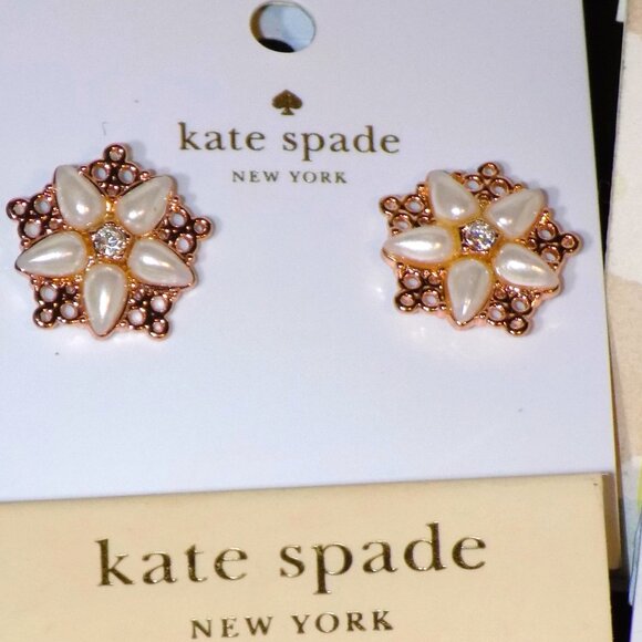 Lot 4 New Kate Spade Flower Stud Earrings Bundle $196 MSRP, 14K GF, Chantilly - Picture 4 of 10